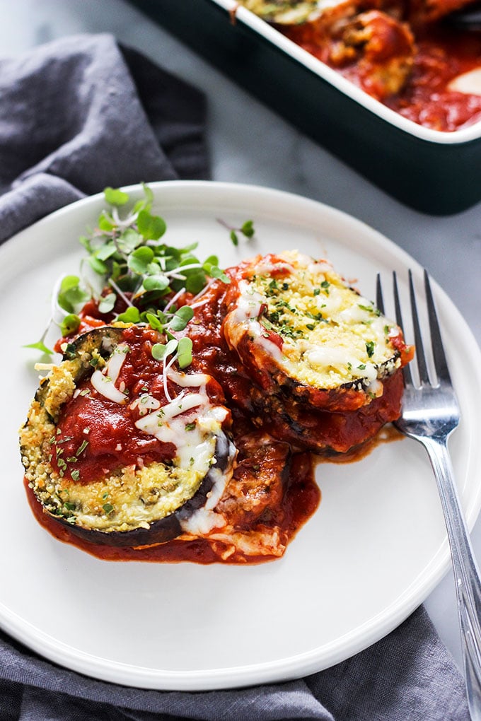 Simple Gluten Free Eggplant Parmesan | Dietitian Debbie Dishes
