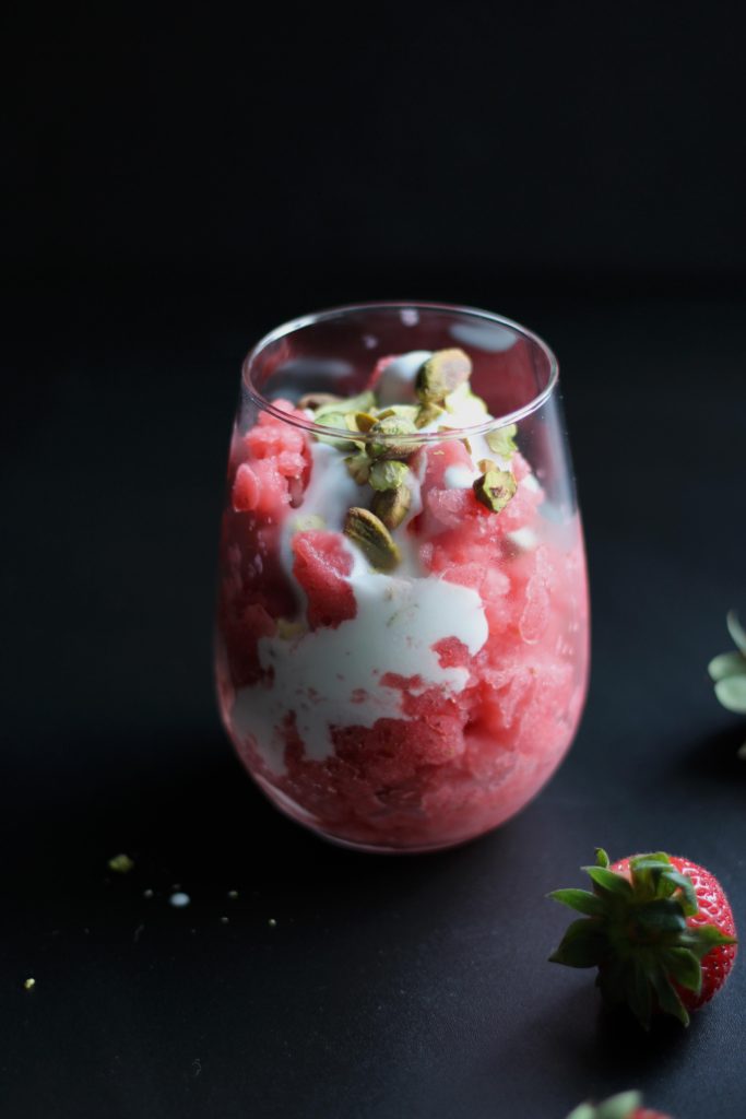 Strawberry Granita in glass