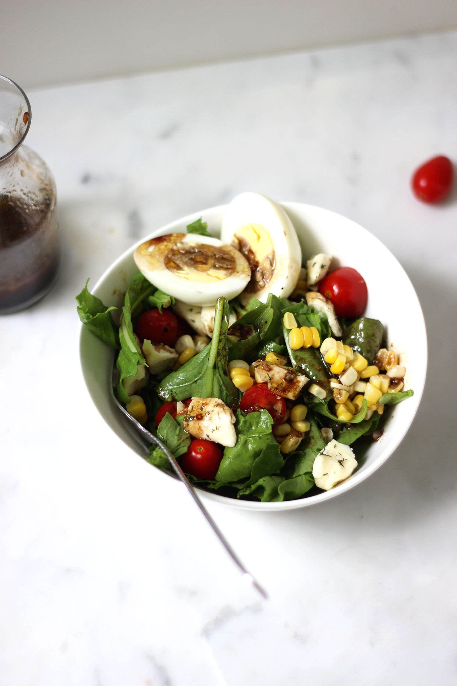 Simple Summer Salad with Corn, Tomatoes, and Balsamic Vinaigrette