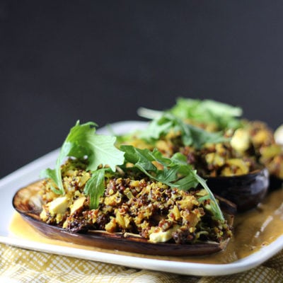 Vegetarian Stuffed Eggplant | Dietitian Debbie Dishes