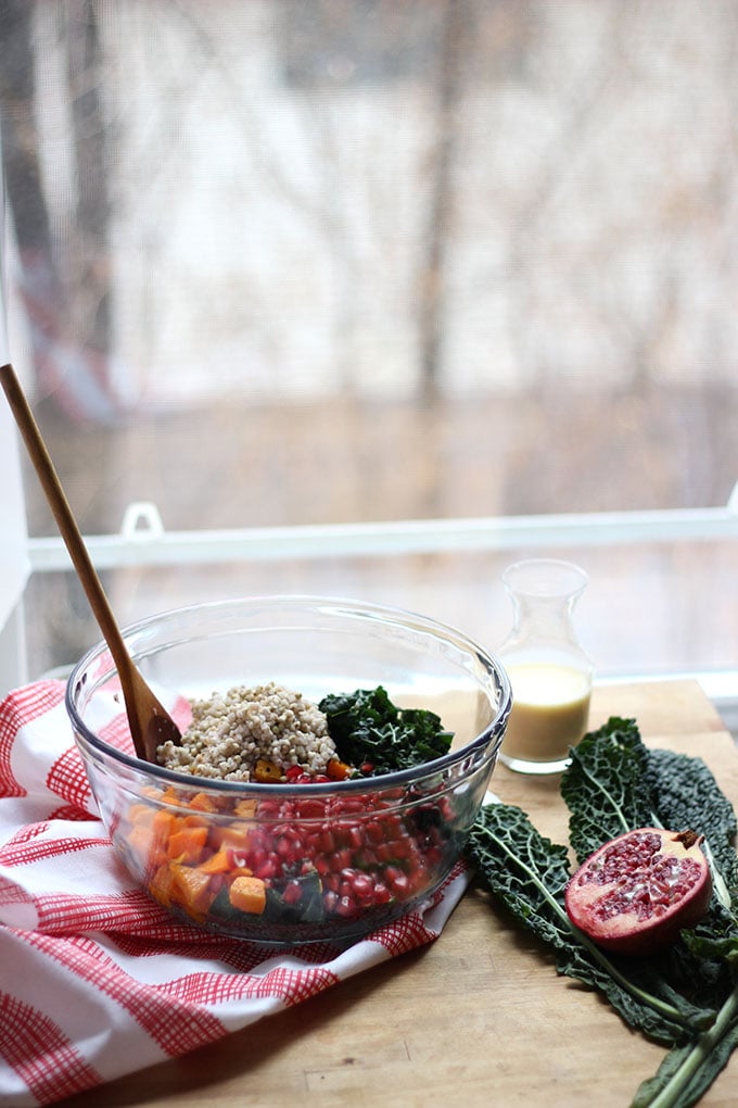 Buckwheat Kale Salad with Citrus Yogurt Dressing