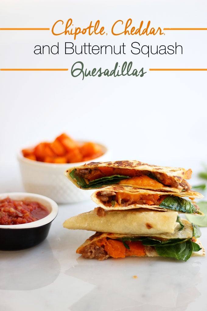 Chipotle Cheddar Butternut Squash Quesadillas