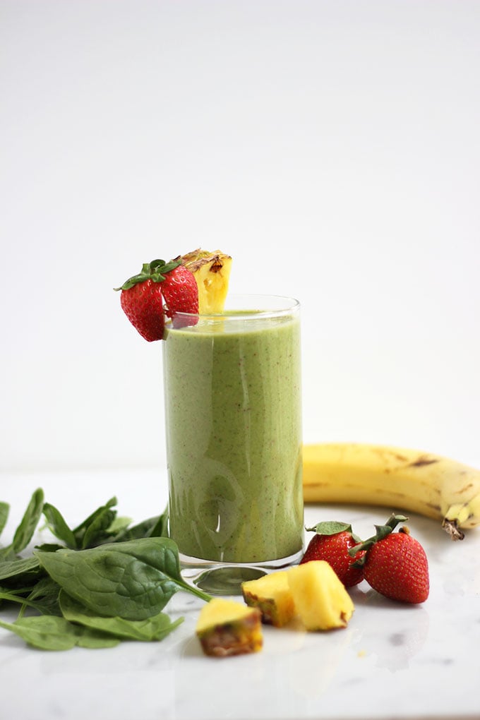 Strawberry Pineapple Green Smoothie | Dietitian Debbie Dishes