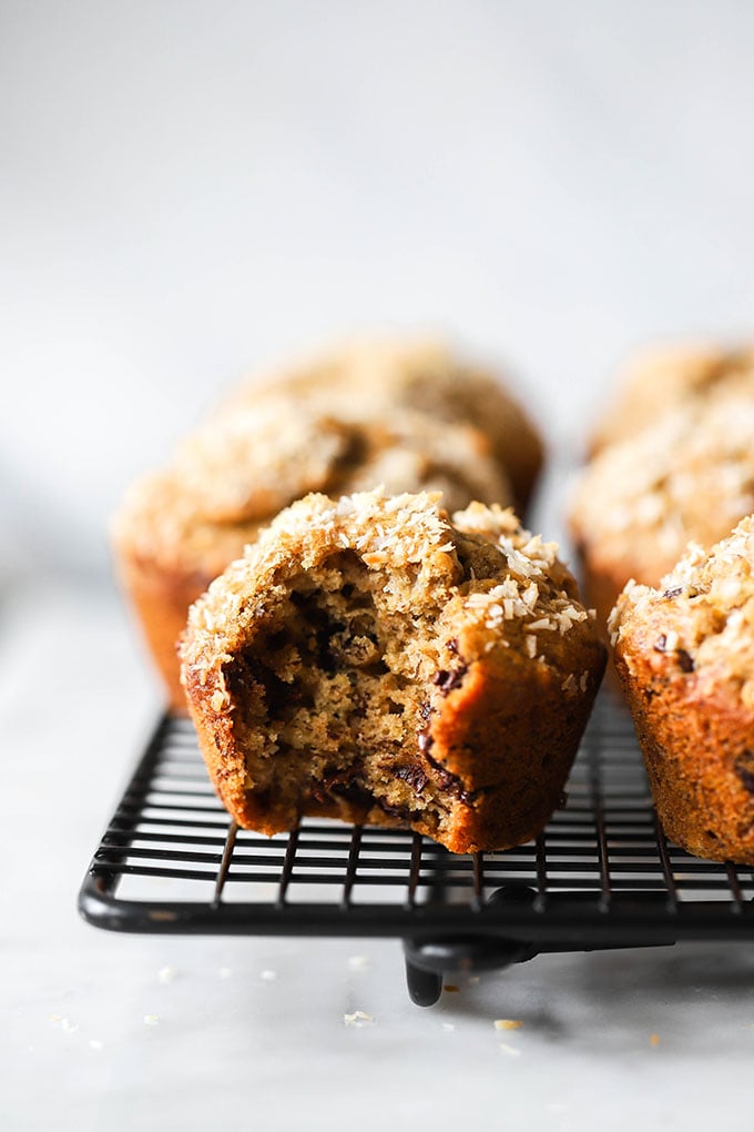 Vegan Coconut Chocolate Chip Banana Muffins