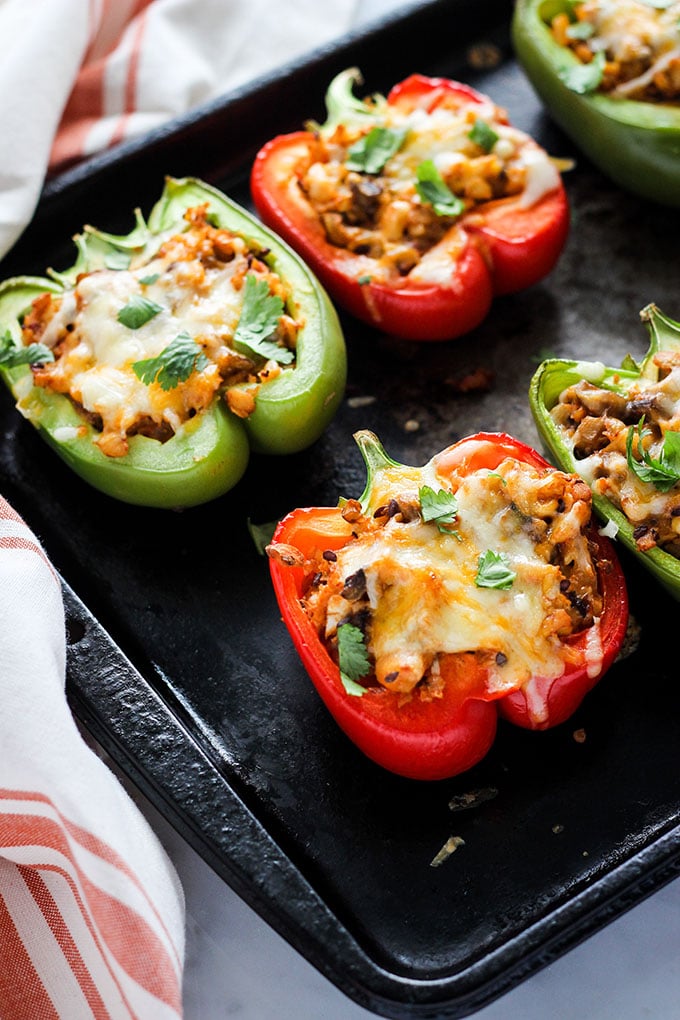 Spicy Tempeh Stuffed Peppers | Vegetarian, Gluten Free