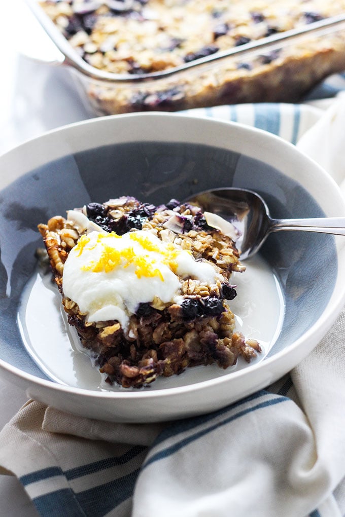 Vegan Lemon Blueberry Baked Oatmeal