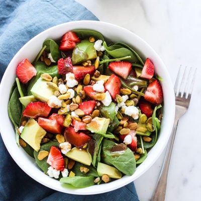 Strawberry Avocado Salad with Pistachios and Goat Cheese