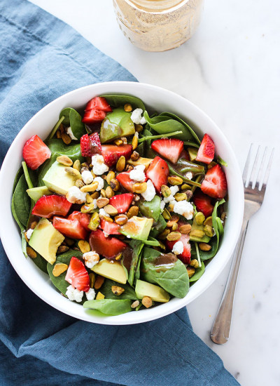 Strawberry Avocado Salad with Pistachios and Goat Cheese