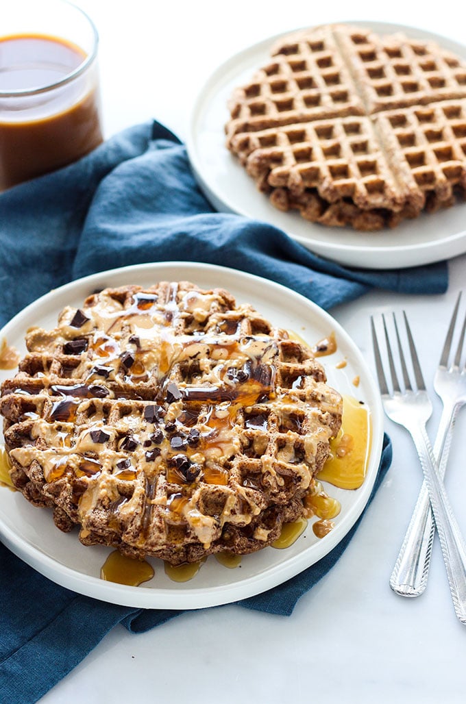 Vegan Chocolate Peanut Butter Waffles Dietitian Debbie Dishes