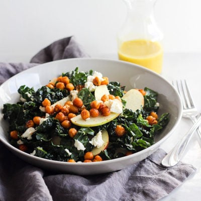 Kale Salad with Crispy Chickpeas and Apples