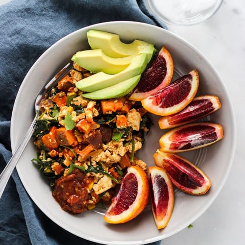 Chipotle Tofu and Sweet Potato Skillet | Dietitian Debbie Dishes