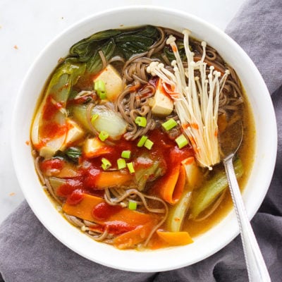 Miso Soba Noodle Soup with Tofu | Vegan