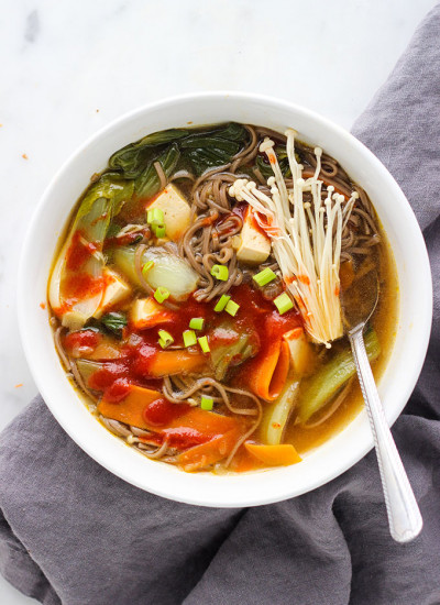 Miso Soba Noodle Soup with Tofu | Vegan