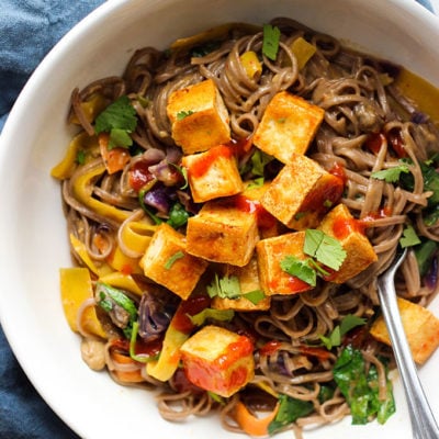 Vegan Curry Soba Noodles with Crispy Tofu