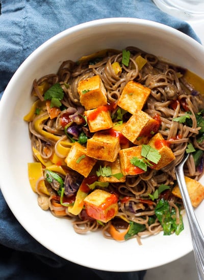 Vegan Curry Soba Noodles with Crispy Tofu