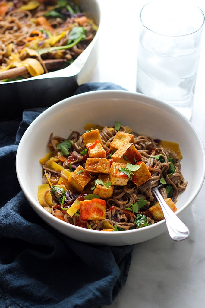 Vegan Curry Soba Noodles with Crispy Tofu