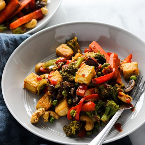 Vegan Tofu Vegetable Stir Fry | Dietitian Debbie Dishes