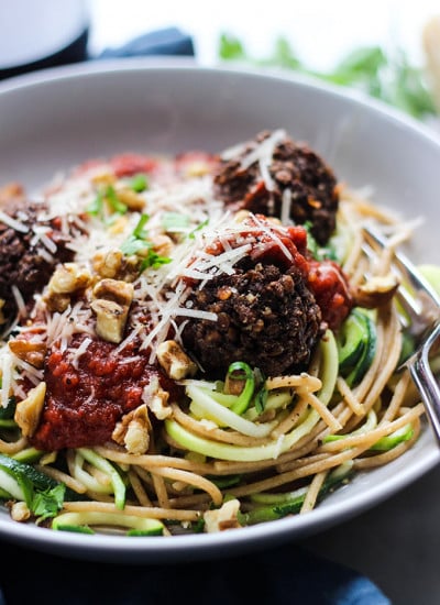 Lentil Walnut Meatballs and Spaghetti