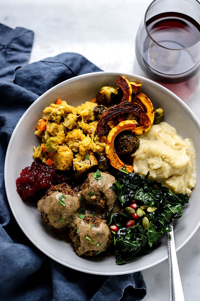 Vegan Meatballs with Mushroom Gravy | A delicious plant-based Thanksgiving entree!