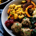 Vegan Meatballs with Mushroom Gravy | A delicious plant-based Thanksgiving entree!