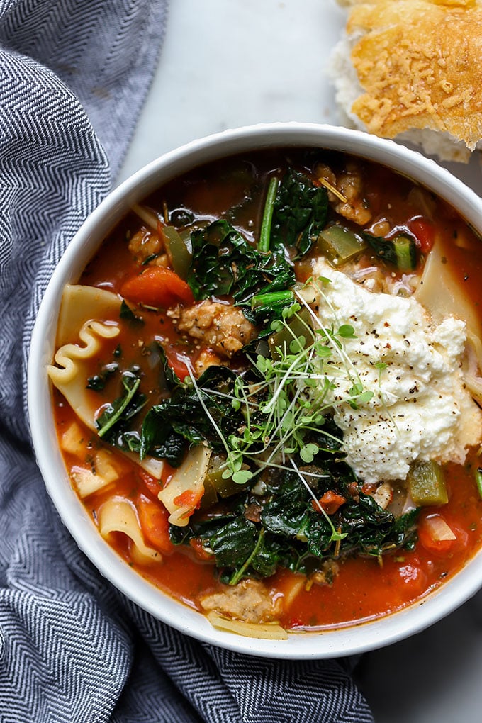 Vegetarian Lasagna Soup | Dietitian Debbie Dishes