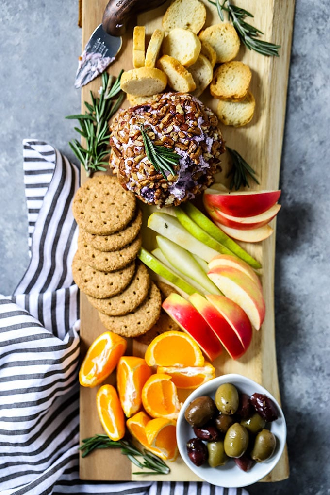 Goat Cheese Ball with Blueberries and Rosemary | Dietitian Debbie Dishes