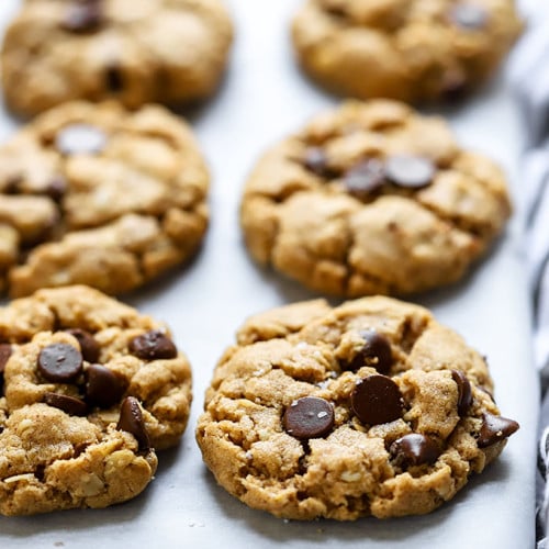 Vegan Almond Butter Chocolate Chip Cookies | Dietitian Debbie Dishes