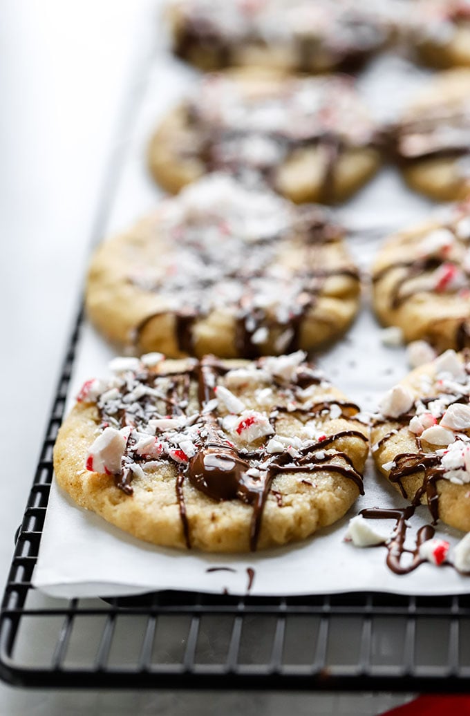 Vegan Peppermint Sugar Cookies on cooling rack