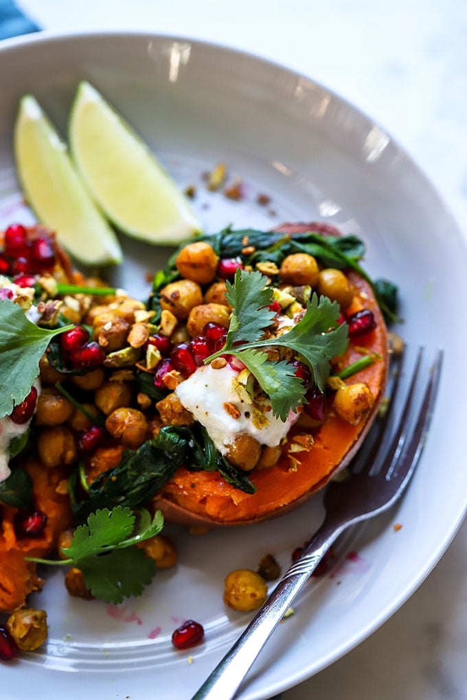 Curry Chickpea Stuffed Sweet Potato.