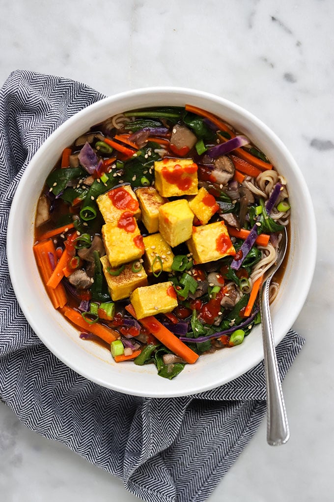 Vegan Ramen Soup with Crispy Tofu