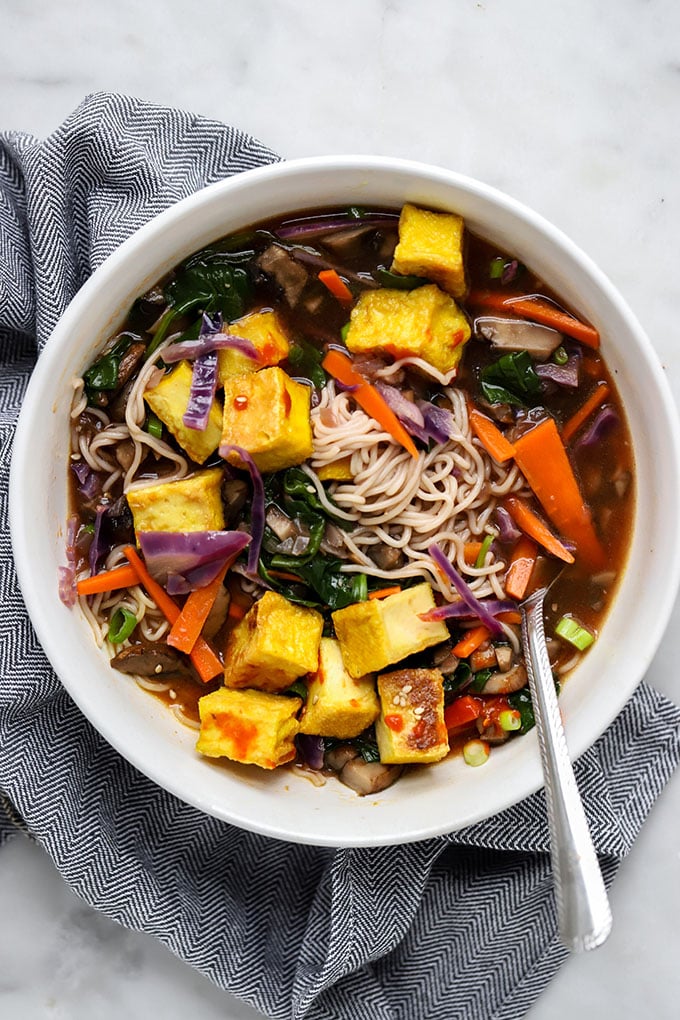 Vegan Ramen Soup with Crispy Tofu