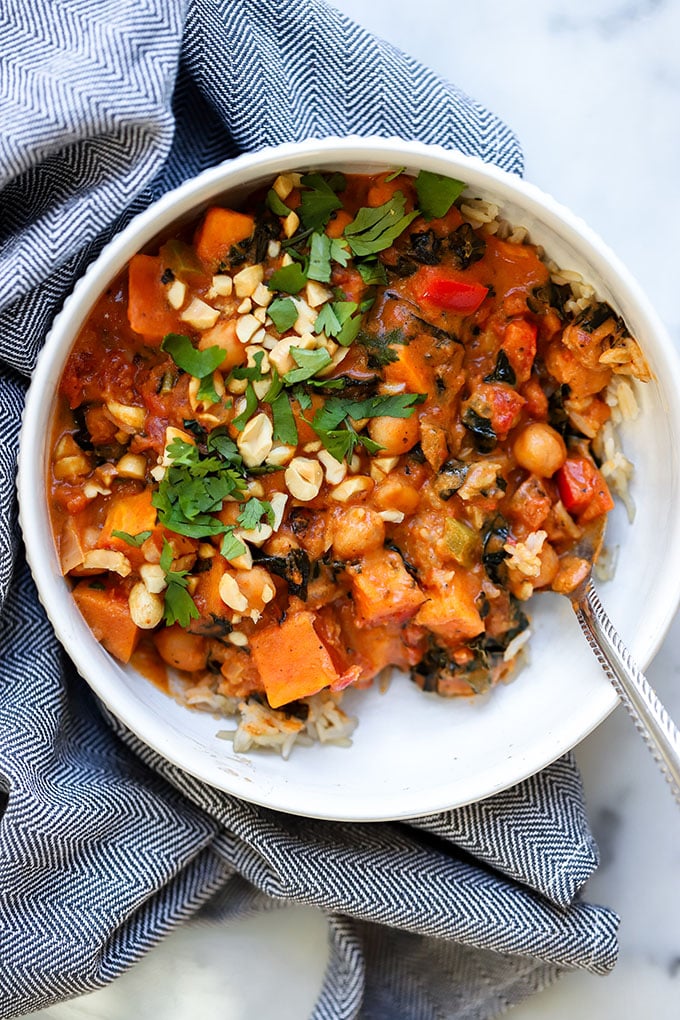 Vegan Peanut Curry with Chickpeas and Sweet Potato