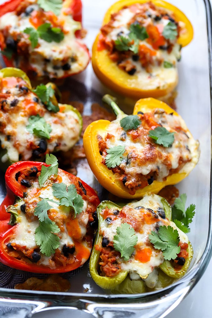 vegetarian top stuffed peppers with cilantro