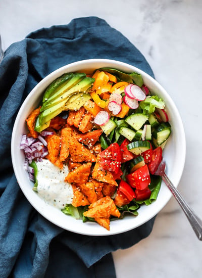 Buffalo Tempeh Salad | Healthy, Vegan Dinner Recipe