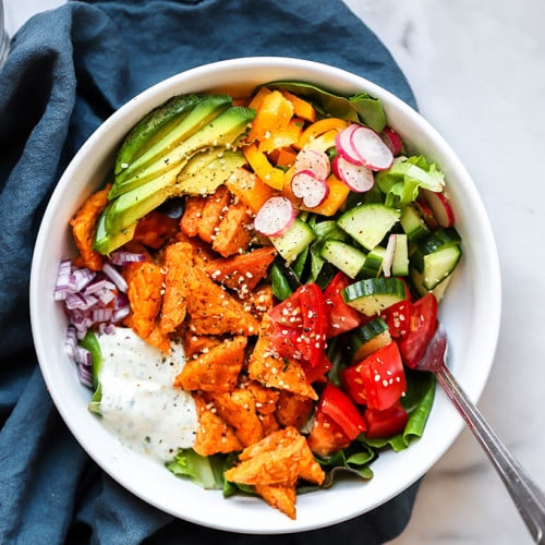 Buffalo Tempeh Salads | Dietitian Debbie Dishes