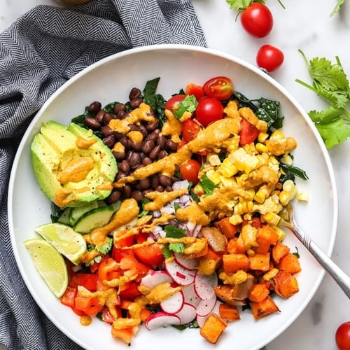 Vegan Taco Salad with Creamy Cashew Dressing | Dietitian Debbie Dishes