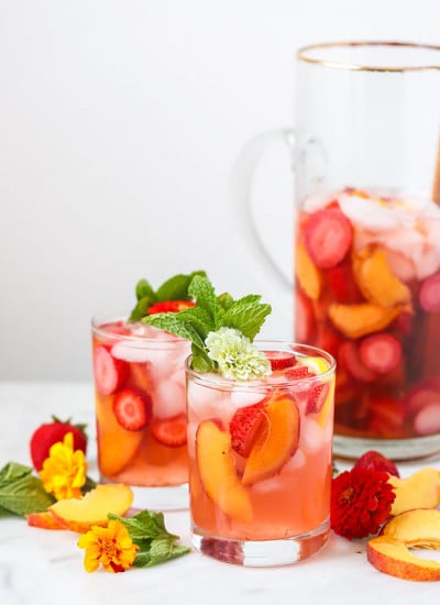 Peach and Strawberry Rosé Sangria | A simple sangria that is perfect for summer!