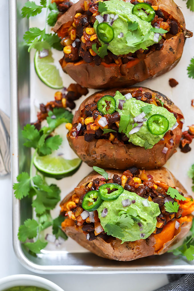 vegan loaded sweet potatoes