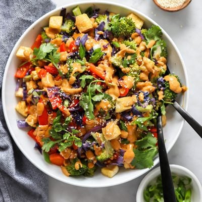 Tofu Stir Fry with Peanut Sauce and Mixed Vegetables