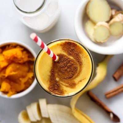 pumpkin smoothie with cinnamon swirl