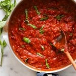 small batch tomato sauce in skillet