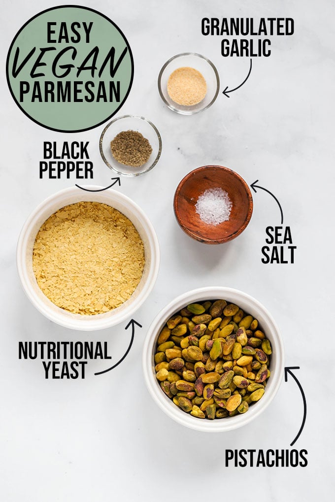 vegan parmesan ingredients labeled with text and arrows