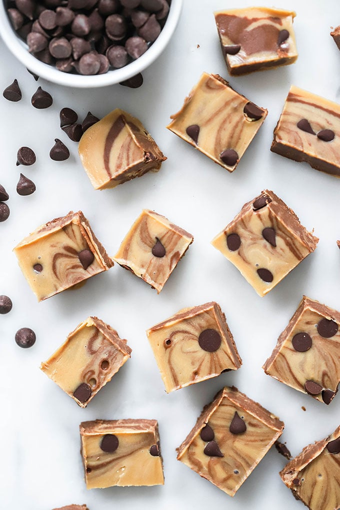 vegan chocolate tahini fudge close up