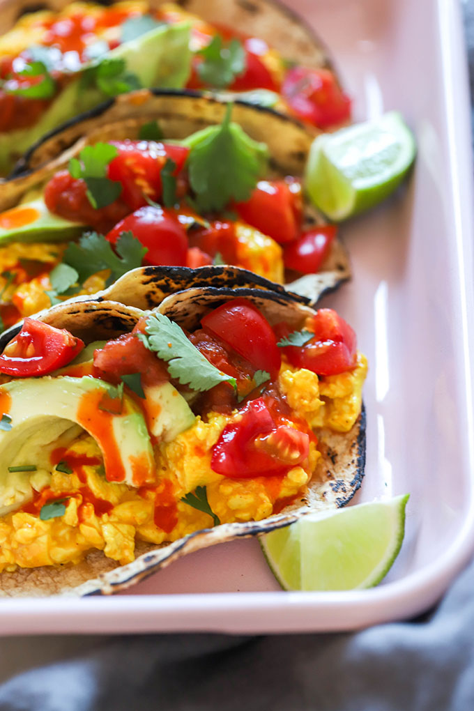 easy vegan breakfast tacos close up