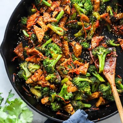Teriyaki Tempeh and broccoli stir fry