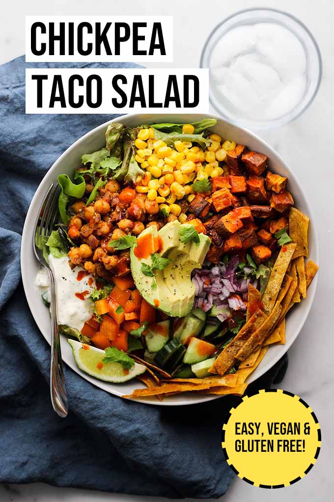 Vegan chickpea taco salad
