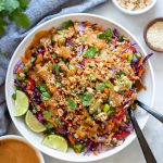 rainbow quinoa salad with peanut dressing
