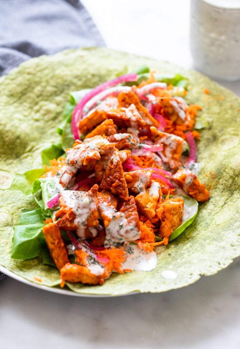 Vegan Buffalo Tempeh Wrap | Dietitian Debbie Dishes