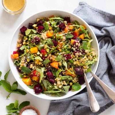 roasted beet salad with quinoa and arugula