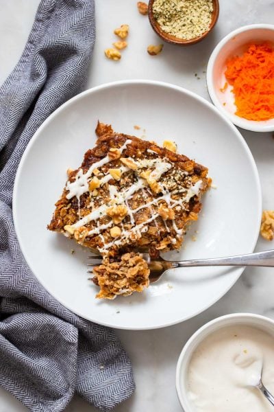 Easy Carrot Cake Baked Oatmeal | Dietitian Debbie Dishes